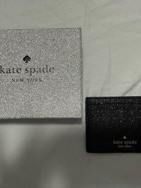 kate spade Black Glitter Cardholder with Gold Logo